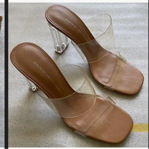 ZARA TRANSPARENT HEELED SANDALS SIZE 9-9 1/2